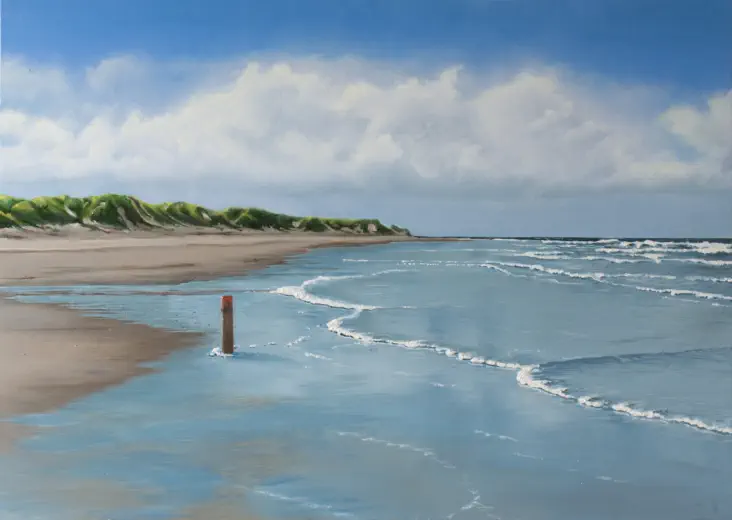 Strandpaal - schilderij Marieanne Lops